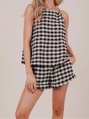 Miou Muse Gingham Short and Tank Matching Set
